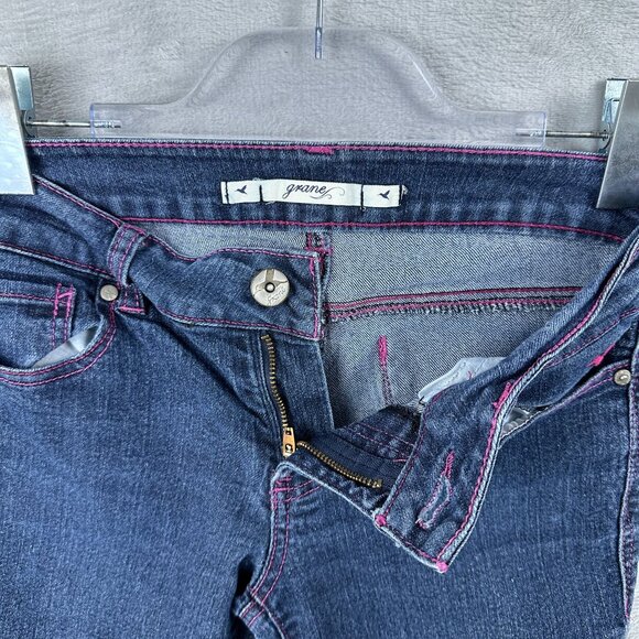 Grane Bootcut Jeans Womens Size 5 Junior Low Rise Embroidered Pockets Blue - Picture 5 of 12